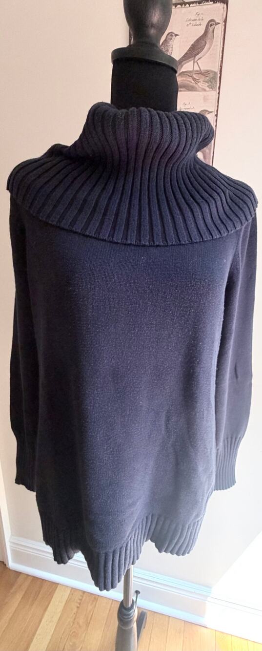 Nautica Women's Ribbed Cowl Neck / Turtleneck Pullover Cotton Sweater